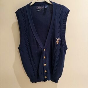 Hathaway Golf Vest Mens Cable Knit Sleeveless Sweater‎ Golfing Large